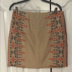 LOFT Women’s Embroidered Tan Skirt